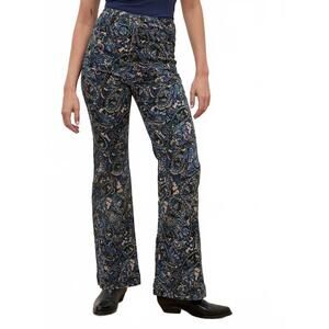 NEW APRICOT paisley print kick crop flare jeans in blue